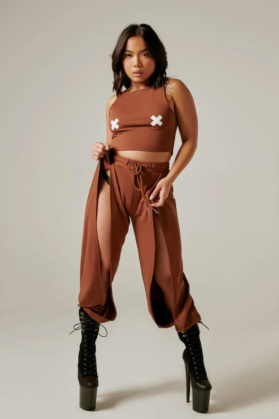 Tees & Tops*CXIX Xx Crop Top - Mocha